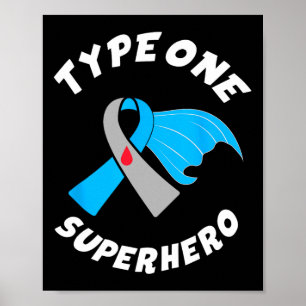 Typ 1 Superhjälte Typ 1 Diabetesmedvetenhet 1 Poster