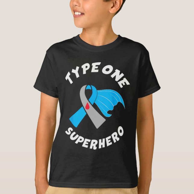 Typ 1 Superhjälte Typ 1 Diabetesmedvetenhet 1 T Shirt (Framsida)