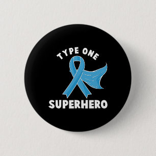Typ 1-superhjälten Diabetes Awareness Diabetic Boy Knapp
