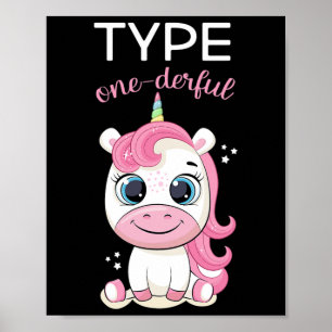 Typ 1-underbar diabetesmedvetenhet T1d Unicorn Dia Poster