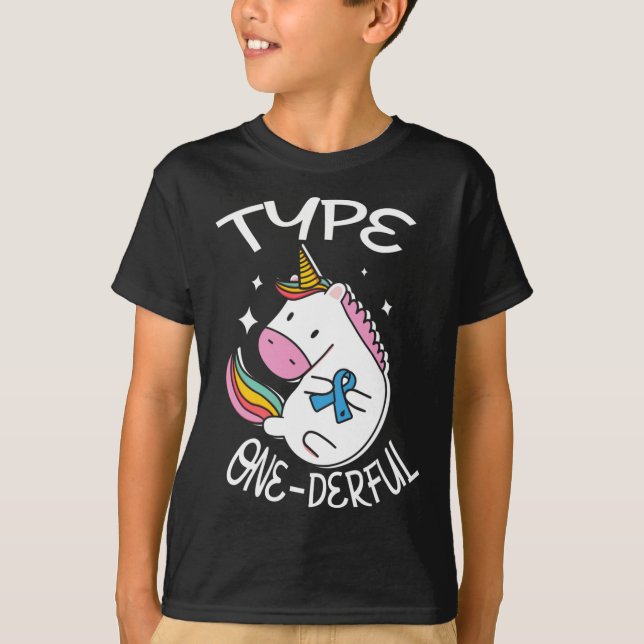 Typ 1-underbara enhörning för diabetes t shirt (Framsida)