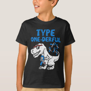 Typ 1Derful Diabetes Awareness Ribbon T1D Dinos T Shirt
