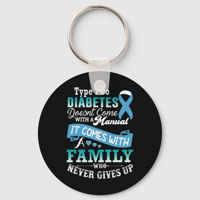 Typ 2-diabetes för familjefärgade diabetes nyckelring (Framsida)