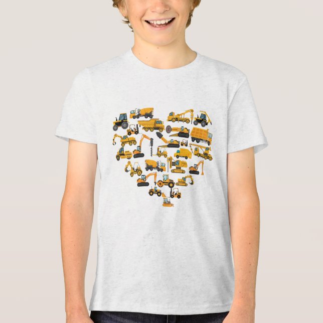 Typ av bygggrävare Bulldozer Valentine T Shirt (Framsida)
