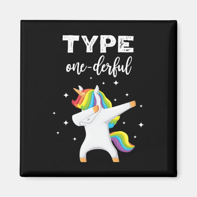 Typ Enderlig Dabbing Enhörning Diabetes Medvetenhe Magnet (Framsidan)
