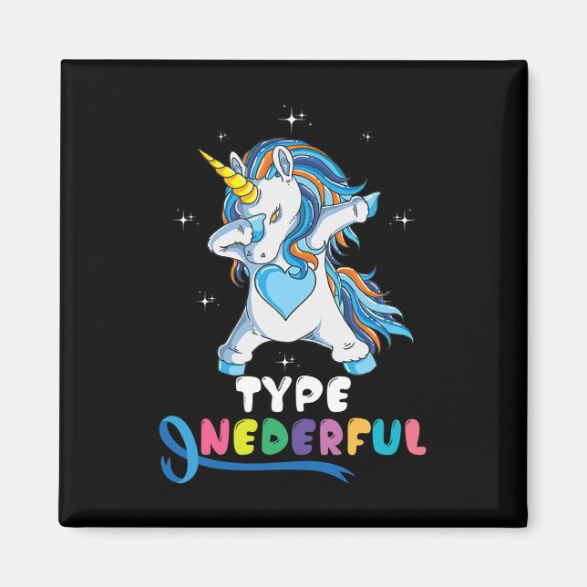 Typ Oanbudsful Unicorn Dub Typ 1 Diabetes Awarene Magnet (Framsidan)