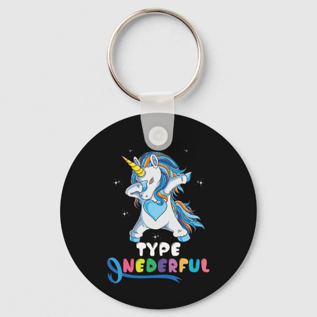Typ Oanbudsful Unicorn Dub Typ 1 Diabetes Awarene Nyckelring (Framsida)