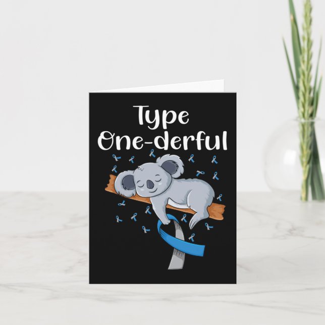 Typ onederful Koala-diabetes ribbon T1D-diabetes Kort (Framsida)