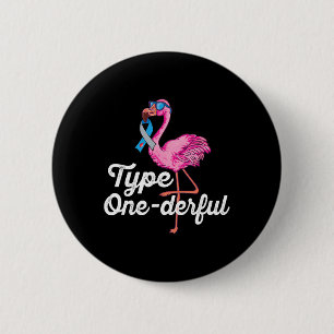 Typ Onederful söt flamingo Typ 1-diabetes Medveten Knapp
