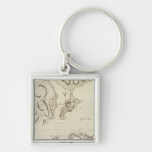 Typa, Macao, China Fyrkantig Silverfärgad Nyckelring (Framsidan)