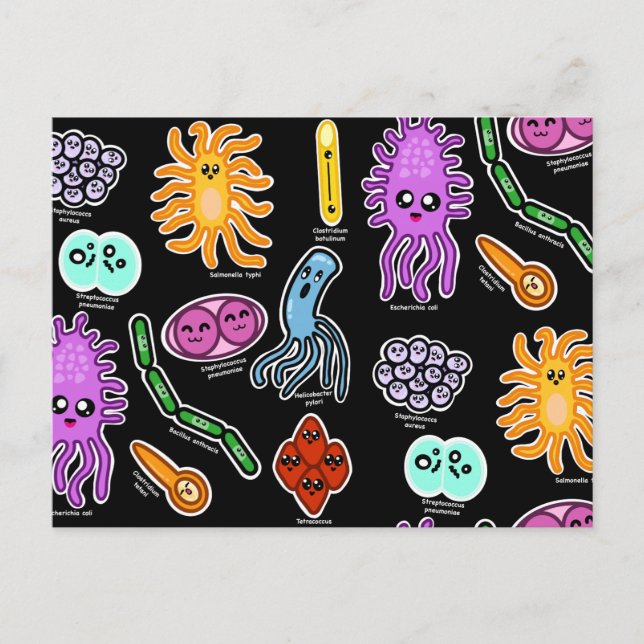 Typer av bakterier vykort (Framsida)