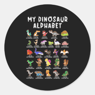 Typer av dinosaurier-alfabet-Dino-identifiering Runt Klistermärke