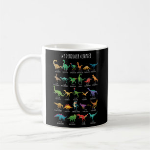 Typer av dinosaurier Alphabet A-Z ABC Dino Identif Kaffemugg