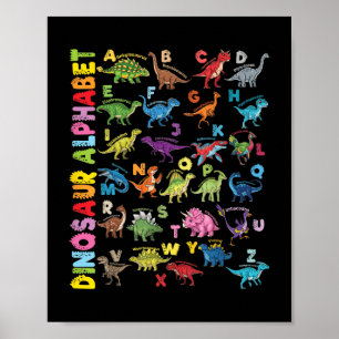 Typer av dinosaurier Alphabet A-z ABC Dino-identif Poster