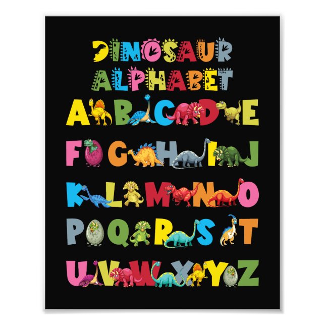 Typer av dinosaurier Alphabet ABC Fototryck (Framsidan)