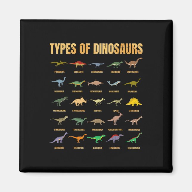 Typer av dinosaurier - Dino-identifikation - Rex D Magnet (Framsidan)
