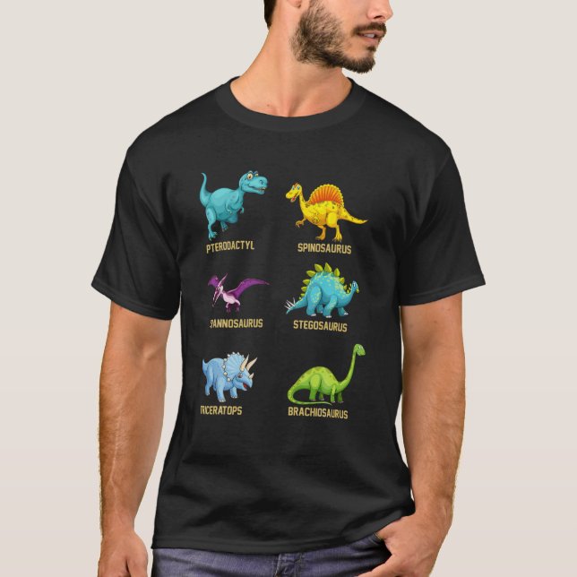 Typer av dinosaurier, söt(a) indidentifieringsbarn t shirt (Framsida)