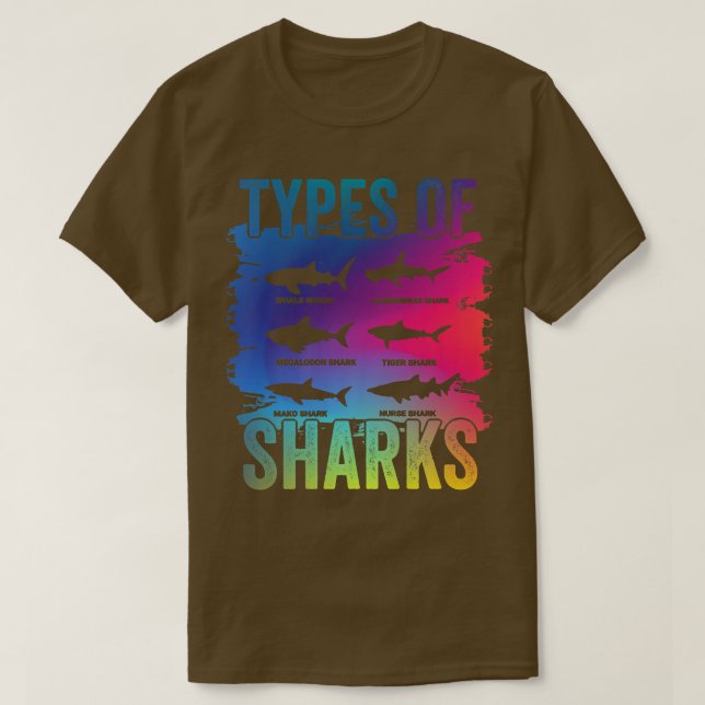 Typer av hajar t shirt (Design framsida)
