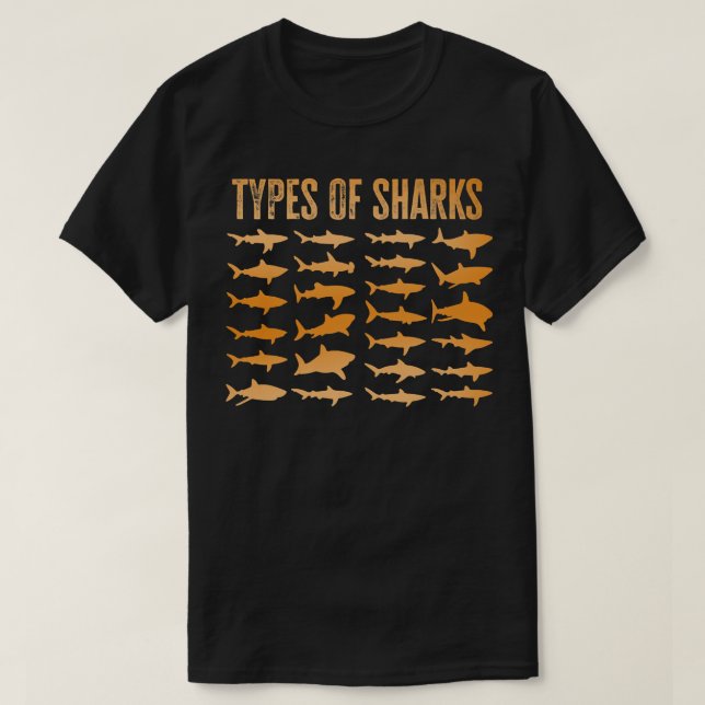 Typer av hajar t shirt (Design framsida)
