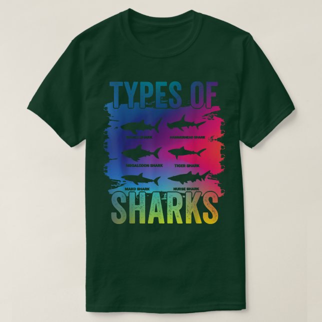 Typer av hajar t shirt (Design framsida)