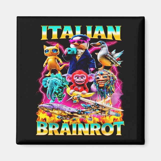 Typer av italiensk hjärnröta meme-karaktär handrit magnet (Framsidan)