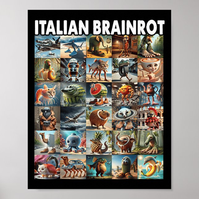 Typer av italienska Brainrot-teckentecken Hand-rit Poster (Framsidan)