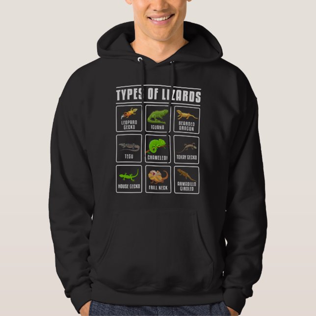 Typer av Lizards Lizard Reptiles Hoodie (Framsida)