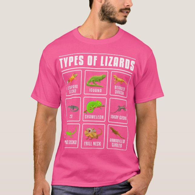 Typer av Lizards Lizard Reptiles T Shirt (Framsida)