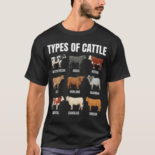 Typer av nötkreatursraser samling t shirt (Framsida)