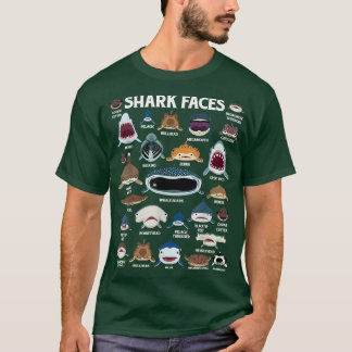 Typer av Sharks Ansikte Identification Birthday Sc T Shirt