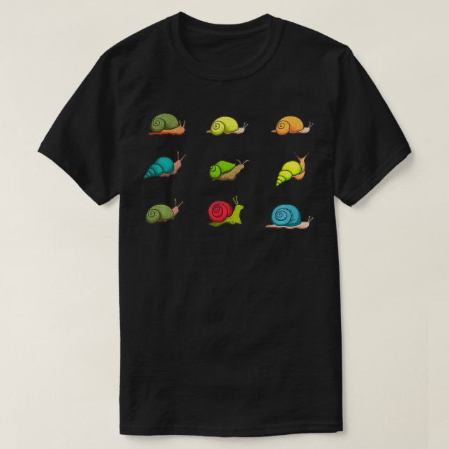 Typer av Snigel T Shirt (Design framsida)