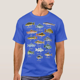 Typer av sötvattensfiskarter som fiskar t shirt