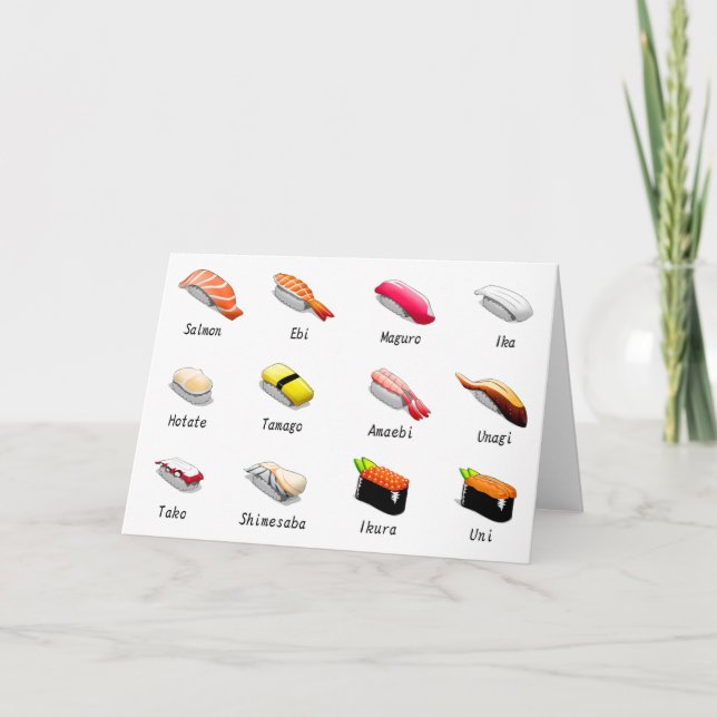 Typer av sushi kort (Framsida)