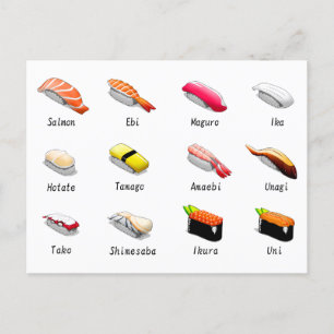 Typer av sushi vykort