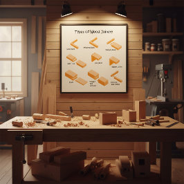 Typer av Wood Joinery - Illustrated Guide Poster