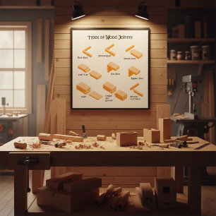 Typer av Wood Joinery - Illustrated Guide Poster