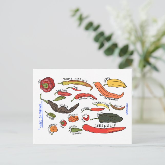 Types of Peppers Vykort (Stående Fram)