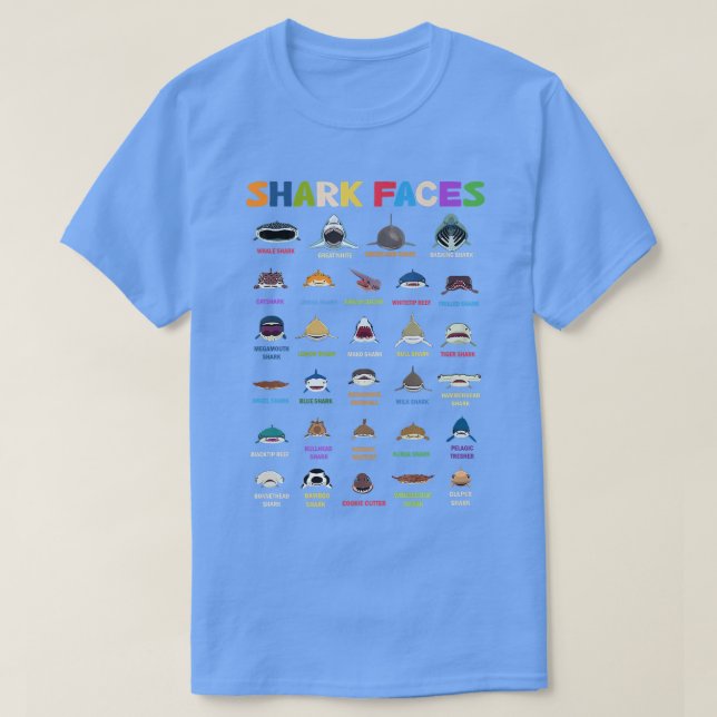 Types Of Shark Faces  T Shirt (Design framsida)