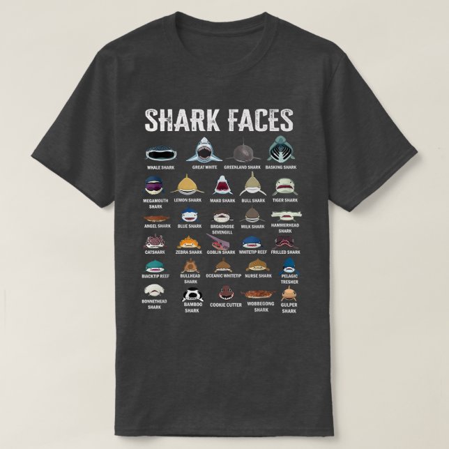 Types Of Shark Faces  T Shirt (Design framsida)