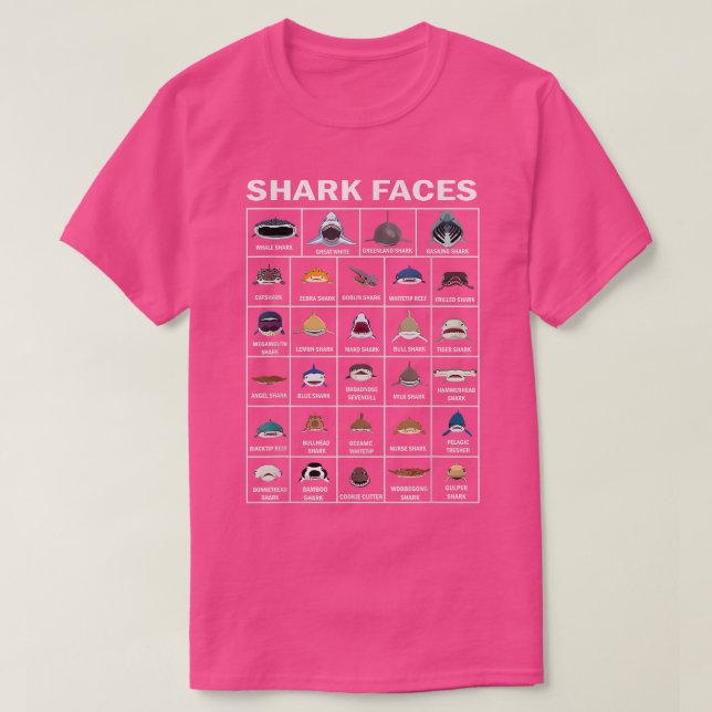 Types Of Shark Faces T Shirt (Design framsida)