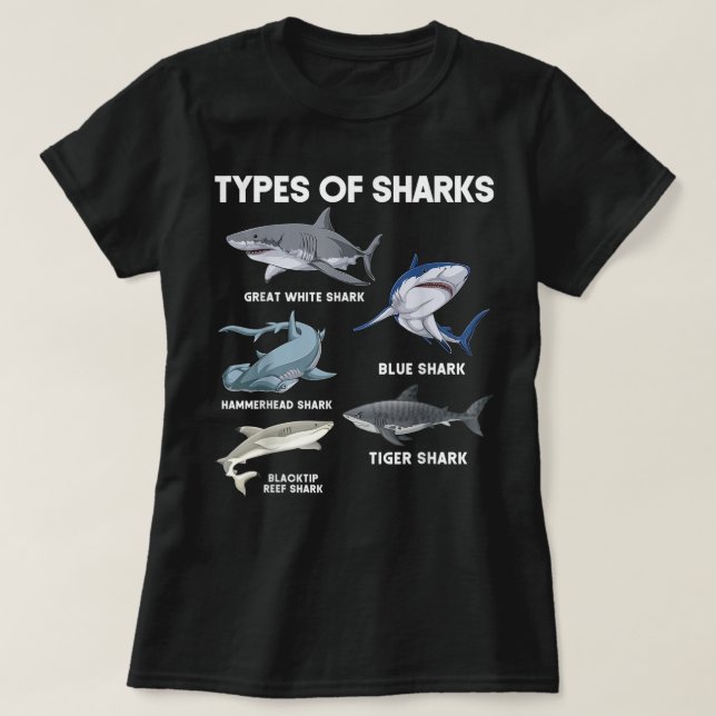 Types of Sharks  T Shirt (Design framsida)