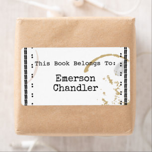 Typewriter Art Coffestain Editable Bookplåt Fraktsedel