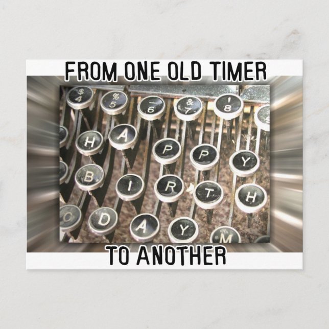 Typewriter Birthday Hälsning Vykort (Framsida)