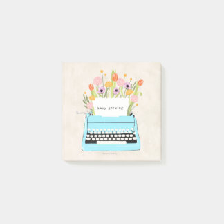 Typewriter-Blommigt Bouquet Inspirational Quote Post-it Block
