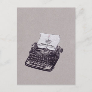Typewriter Grattis på födelsedagen Cuptårta Vykort