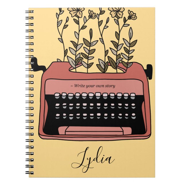 Typewriter Journal monogram Namn Retro-bärbar dato Anteckningsbok (Framsidan)