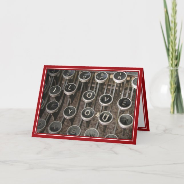 Typewriter Nycklar "I Kärlek You" Kort (Framsida)