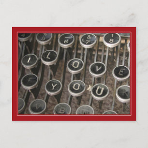 Typewriter Nycklar "I Kärlek You" Vykort