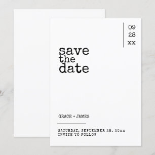 Typewriter Simple Minimalist Typography Bröllop Spara Datumet