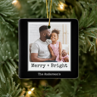 Typewriter-text- 1-foto - Merry and Bright Black Julgransprydnad Keramik